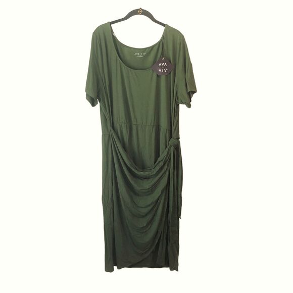 NEW Ava & Viv Faux Wrap Dress Rayon Jersey Knit Stretch Plus Size 2X 20W 22W - Picture 5 of 10